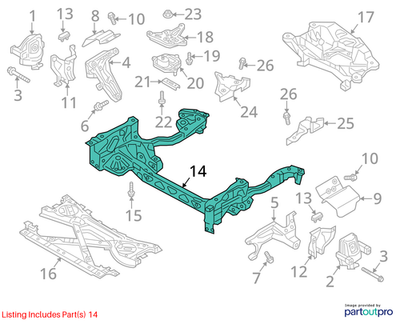 2012 Audi A8 Quattro Support Frame Used OEM 4H0399315AE