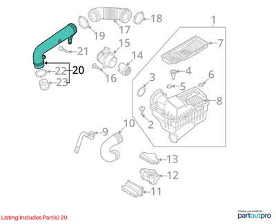 Volkswagen 2014-2018 Beetle Engine Air Intake Hose 5C0129654C