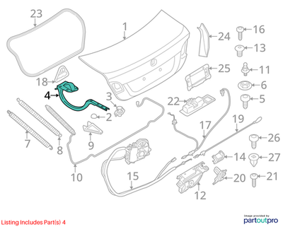 2011–2016 BMW 520i Right Trunk Lid Hinge USED OEM 41627204238