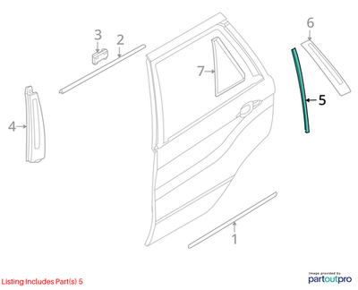 2007-2013 BMW X5 Window Guide Web Cover Left 51337136959
