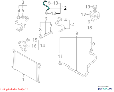 2011-2015 Mini Cooper Coolant / Overflow Hose Used OEM 17122754219