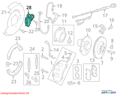 Volkswagen 2010-2011 Touareg Parking Brake Actuator 7P0609723B