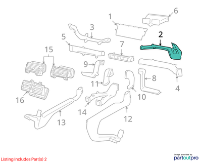 2009 Chevrolet Lumina S Right Side Window Defogger Duct Used OEM 92194076