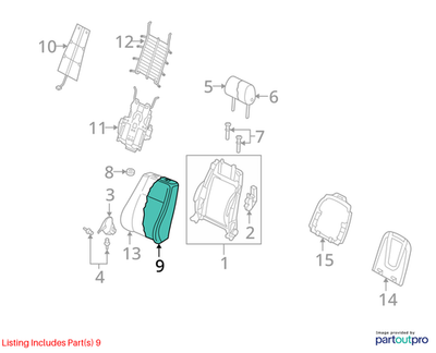 2012 Audi A4 Left Backrest Padding Used OEM 8K0881775T