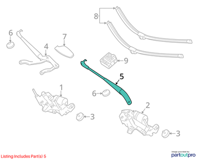 Mercedes-Benz 2007-2013 S600 Windshield Wiper Arm 2218200144