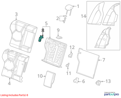 2018 Cadillac CTS Rear Seat Back Latch Right Used OEM 22993025