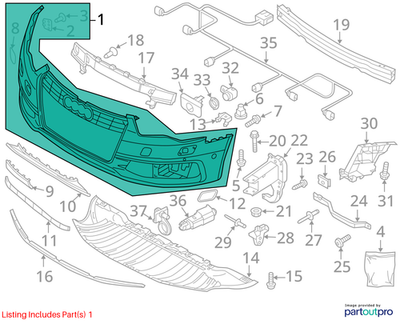 2013 Audi A6 Quattro Front Bumper Cover Used OEM 4G0807065CGRU