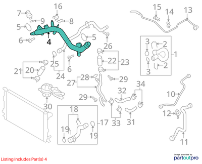 Audi 2008-2010 Audi A4 Engine Coolant Pipe 06E121045J