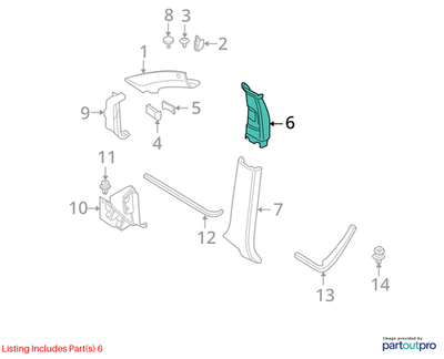 BMW 2007-2013 X5 Cover B-Column Upper Left 51436955357