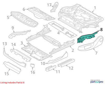 2013 BMW 520i F10 Front Right Outer Seat Rail Cover Used OEM 52109157174