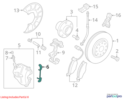 2010-2012 VW AUDI BRAKE PAD RETAINING SPRING USED OEM 1K0615269