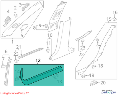 2018 Cadillac CTS Front Door Sill Garnish Right Used OEM 23154490