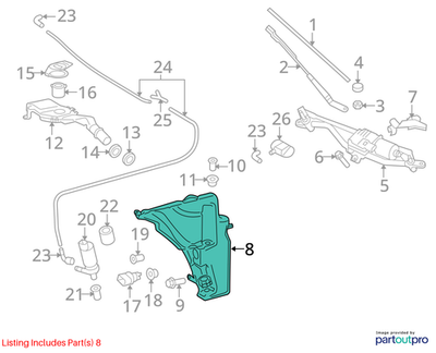 Audi A4 Washer Fluid Reservoir 2.0L TFSI Automatic 8T0955453C
