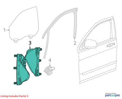 Jeep 14-23 Cherokee Front Door Window Regulator Right 68227254AB