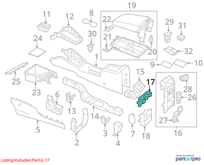 2011–2015 VW Jetta Centre Console Retainer/Bracket Used OEM 5C6863234