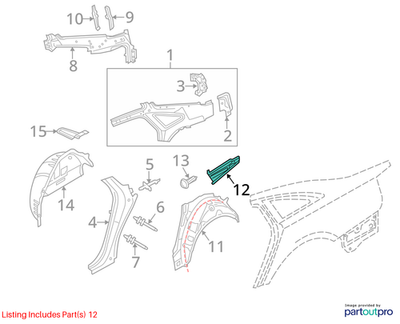 2012–2015 Audi A6 Quarter Panel Filler Panel Rear-Lower Left Used OEM 4G0809347