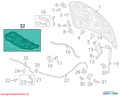 2012–2018 Audi A6 A7 Engine Hood Insulation Pad Used OEM 4G0863825
