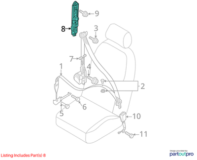2011–2015 VW Jetta Seat Belt Height Adjuster Used OEM 3C8857819