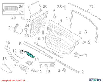 2011–2016 BMW 520i Interior Left Door Opener Trim USED OEM 51417226363