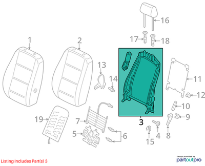 2011–2018 VW Jetta Front Seat Back Frame Used OEM 5C6881046D