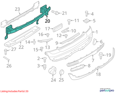 2012 Mini Cooper Rear Bumper Carrier Reinforcement Used OEM 51127267029