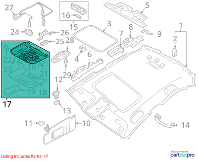 2013-2017 Audi S7 Overhead Lamp 4G0947135E6PS