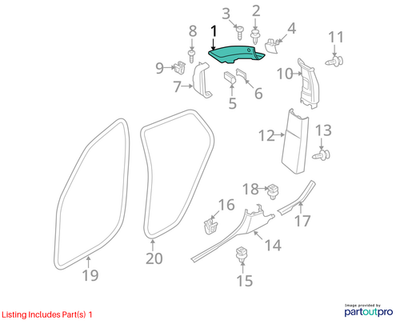 2012 BMW X6 Left A-Pillar Column Cover Used OEM 51437896717