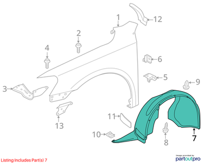 Volkswagen 2012-2015 Passat Fender Splash Shield 561805911B9B9