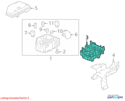 Cadillac 2004-2009 SRX Under Hood Fuse Box Assembly 25954993