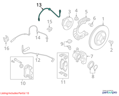 2011-2015 Mini Cooper Front Brake Hose Used OEM 34306788442