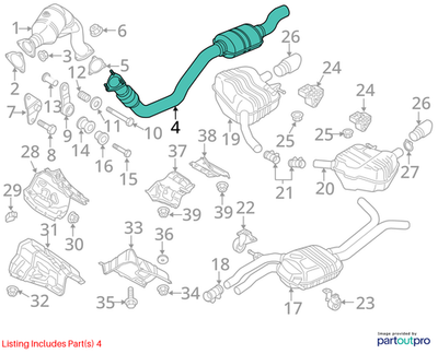 Audi 2012-2018 Audi A6 Exhaust Pipe 4G0254300P