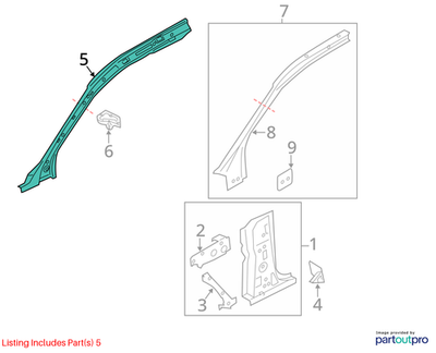 2012–2015 Audi A6 Left Upper A-Pillar Trim Inner Used OEM 4G0810179