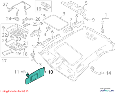 Audi 2012-2016 Audi A6 Sun Visor 4G0857551AHF6