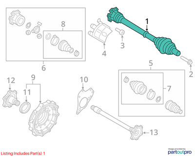 Audi 2009-2012 Q5 Cv Axle Assembly 8R0407271B