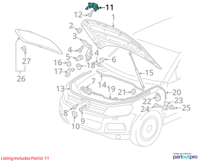 Volkswagen 2006-2017 Volkswagen Touareg Hood Safety Catch 3C0823480A