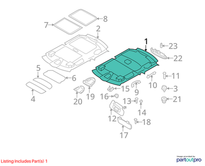 2011-2013 Mini Cooper Headliner / Roof Lining used OEM 51447266517