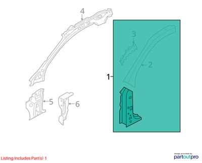 2011–2015 Audi A4 Right Front A-Pillar / Hinge Pillar Used OEM 8K0809202