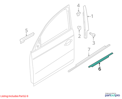 2010 Audi A4 Front Left Door Belt Molding Used OEM 8K0853283J2ZZ