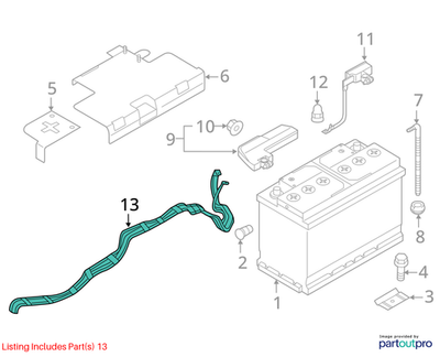 2012-2018 Audi A6 Battery Cable Used OEM 4G0971225K