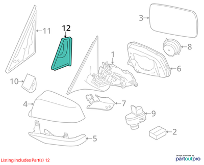 2013 BMW 520i Right Mirror Triangle Cover USED OEM 51337182014