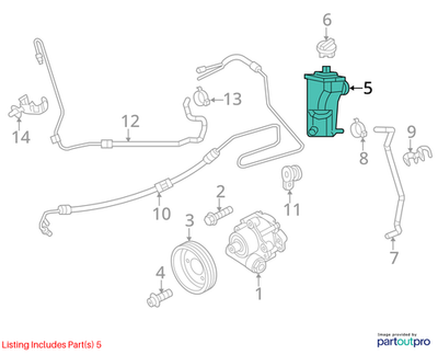 2011–2015 VW Jetta Power Steering Reservoir Used OEM 5C0422371