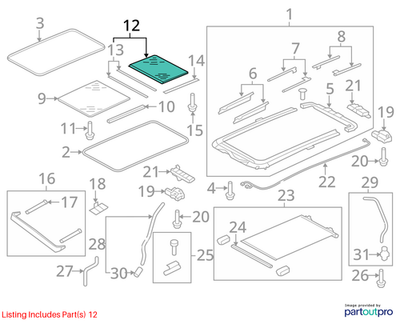 Audi 2009-2021 Q5 Sunroof Glass Panel 5N0877056B9B9
