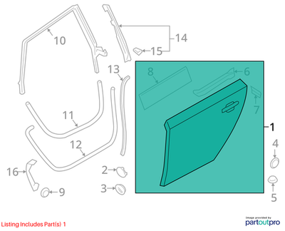 2012 Audi A7 Quattro Rear Left Door Shell used OEM 4G8833051A