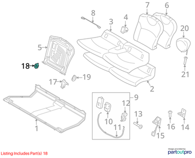 2007–2013 Mini Cooper Right Rear Seat Pivot Cover OEM 52202752626
