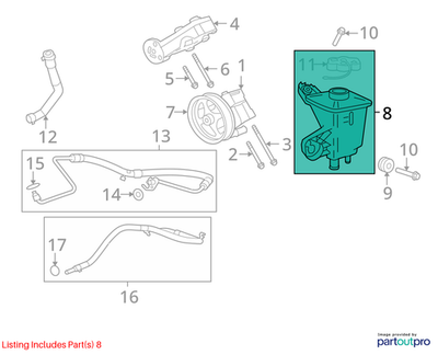 Jaguar 2000-2008 S-Type Power Steering Reservoir XR856660