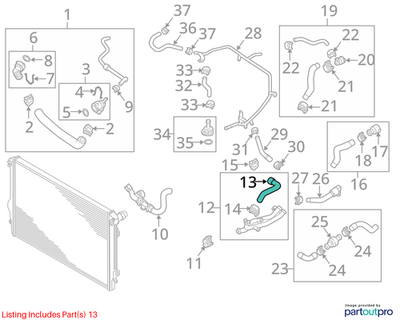 Volkswagen 2017 Volkswagen Beetle Engine Coolant Hose 5C0121157A