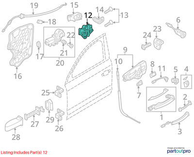 2012 Audi A7 Quattro Front Left Door Latch Assembly Used OEM 4G1837015A