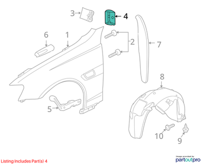 2009 Chevrolet Lumina S Center Rear Front Fender Bracket Used OEM 92161360