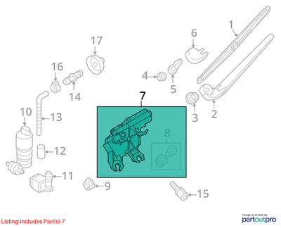 Volkswagen 2011-2018 Volkswagen Touareg Rear Wiper Motor 7P6955711B