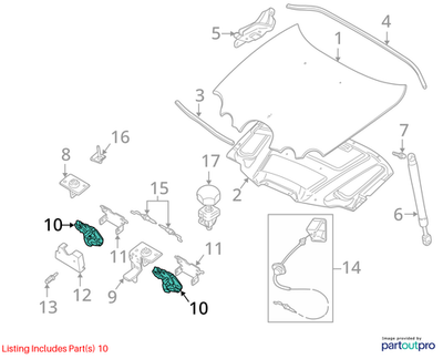 Jaguar 2000-2008 Jaguar S-Type Hood Latch XR856513